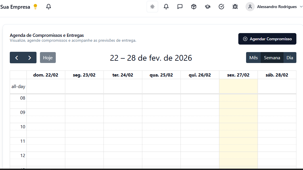 Visual do módulo Kanban para controlar etapas da produção